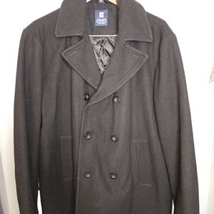 Chaps Black Pea Coat for Men